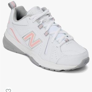 New Balance Women’s 608 V5 Casual Comfort Cross Trainer (White/Pink)